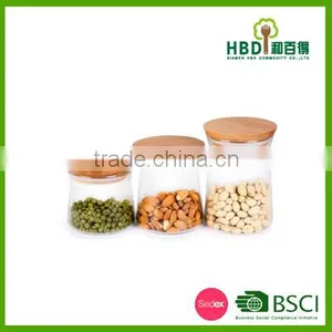 Storage Canister With Wood Lid,Air Tight Glass Storage Canister,Glass Canisters thumbnail-1