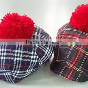 Hot Plaid Ladies Fashion Cap With Ball on the Top thumbnail-3