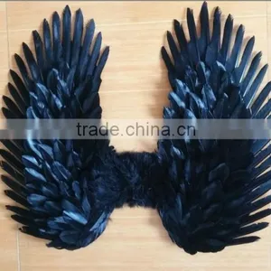 Adults' Black Costume Feather Angel Wings Point Up or Down thumbnail-1