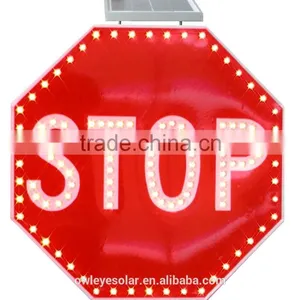 LED Solar Warning Stop Paddle /Roadside Warning Board Solar Energy thumbnail-2