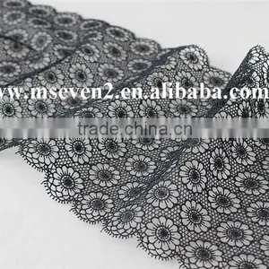New Black Color Lace Design 2016 Embroidery Scallop Shape Lace Trim Austrian Embroidery Designs Flower Lace in 17cm thumbnail-3