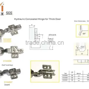 Hydraulic Buffering Concealed Hinges With 40mm Cup for Thick Door thumbnail-1