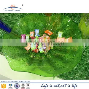 Hand Blown Customized Green Colorgul Plates for Restaurant Candy Chocolate Sugar thumbnail-1