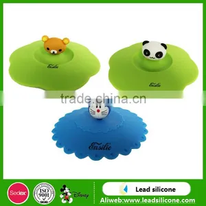Food Grade Silicone Rubber Coffee Cup Lid, Custom Cartoon Silicone Cup Cover thumbnail-1