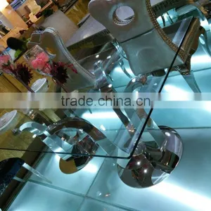 Rectangle Used Glass Dining Table Designed for Living Room / Stainless Steel Dining Table AH6120L thumbnail-3