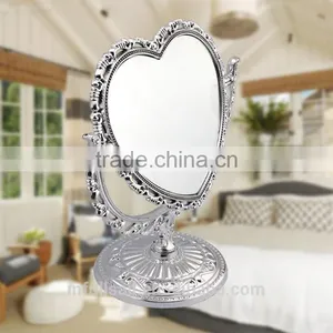 Plastic Frame Heart-shaped Double Sides Mirror High Quality Free Standing Table /desktop Mirror thumbnail-4