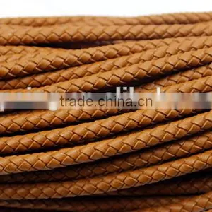 100% Handmade Weave 4mm Diameter Green Real Leather Cord thumbnail-4