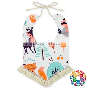 Wholesale Flower Print Organic Baby Bibs One Size Fits Tassel Baby Bandana Drool Bibs thumbnail-1