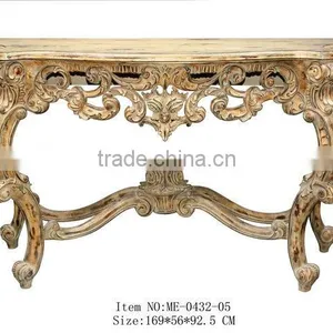 Marble Top Antique Gold Console Table for Living Room ME-0432-01 thumbnail-1