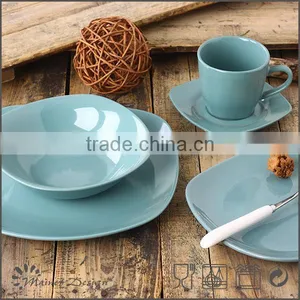20pcs Newest High Quality Light Blue Ceramic Stoneware Square Dinnerware Set thumbnail-1