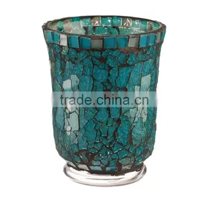 Amber Blue Glass Candle Holder For Home Decoration thumbnail-1