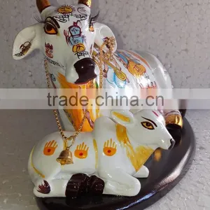 Indian Handicraft Hand Painted Resin Kamdhenu Cow thumbnail-2
