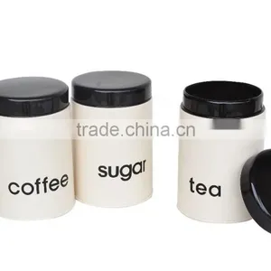 Plastic Lid Tea Sugar Coffee Kitchen Container Set of 3 thumbnail-2