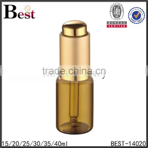 Cosmetic 20ml 30ml Essential Oil Glass Fragrance Perfume Bottle Amber Golden Aluminum Metal Pump Bottle Perfume Glass thumbnail-1