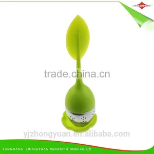 ZY-F1123 Silicone Tea Strainer Infuser Diffuser Filter With Leaf Lid,steel Ball,resting Plate thumbnail-1