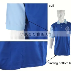 2015 New Arrival Plain Blue Dyed Short Sleeves Cheap Men Model Casual Shirt thumbnail-4