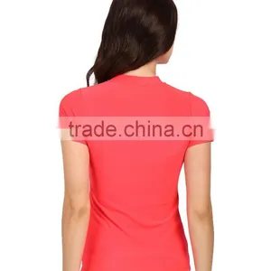 OEM Swimwear And Beachwear Core Loose Short Sleeve Rashguard UPF 50 Skinny High Neck Swimsuit Surf Swim Rash Guard Shirt Lady thumbnail-5