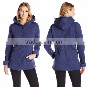 Women Casual Coat Winter Oversized Buttons Wooly Sherpa Feece Lining Women Hooded Mature Coat thumbnail-1