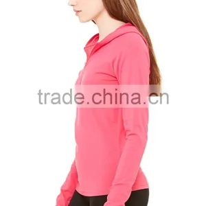 Pull Over Hoodie Women's Cotton Spandex Half-Zip Long Raglan Sleeves Hooded Quarter Zip Pullover Hoodie thumbnail-6