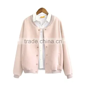 New Fashion Fall Winter Fashion Women Loose Students Take Faux Suede Baseball Uniform Coats Outerwear Gray Pink Maron Jackets thumbnail-1