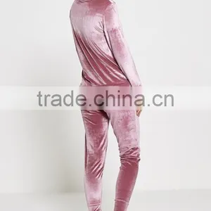 Custom Velour Tracksuits Elegant Lounge Wear Track Bottoms Gym Streetwear Sports Purple Velvet Tracksuit Wholesale thumbnail-6