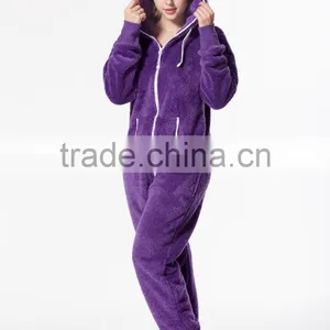 Fleece Warm Bear Onesie Jumpsuit Plain Purple Bear Onesie thumbnail-1