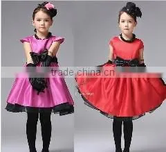 2014 Kids Girls Dress Cute Rose Red/Red Princess Clothing With Bow Elegant Children Party Formal Dress 20087 thumbnail-1
