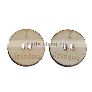 Wood Sewing Buttons Scrapbooking 2 Holes Round Natural Message Pattern I Love Grandma " thumbnail-1