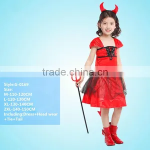 New Fashion Fancy Red Color Party Halloween Costumes With Horns thumbnail-1