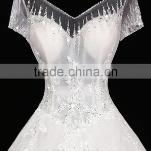 2017 Sexy Shoulder Belt Lace Mermaid Color Wedding Dress Bridal for Bride Scoop Neckline Bridal Dress F10601 thumbnail-4