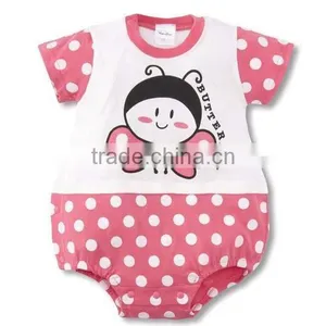 2016 Cartoon Animals Dot Printed Short Sleeve Pure Cotton Baby Romper thumbnail-5