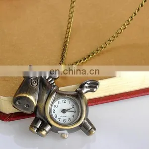 Godbead Charming Design Classic Quartz Antique Pony Pendant Children Pocket Watch Necklace Retro Pocket Watch Wholesale thumbnail-5