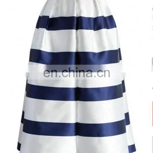 Stripes Full A-line Midi Skirt in Navy thumbnail-2