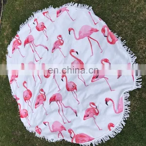 F0037 Flamingo Round 'Roundie' Beach Towel Microfiber With Tassels Dia 1.5 Meter thumbnail-1