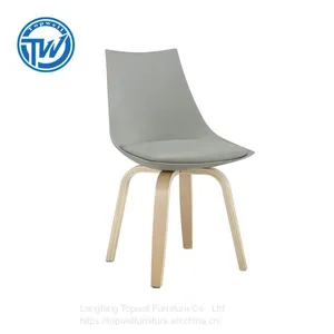DC-6062 Topwell Modern Design Plastic Chair Leisure Chair Dining Chair With Wood Legs thumbnail-2