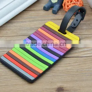 Silicone Luggage Tag, SGS Approved Stripe Mixed Color Luggage Tag thumbnail-1