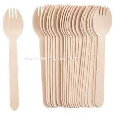 Compostable Biodegradable Cutlery Birch Wood Flatware FSC Certified Small Disposable Wooden Forks Wooden Fork thumbnail-1