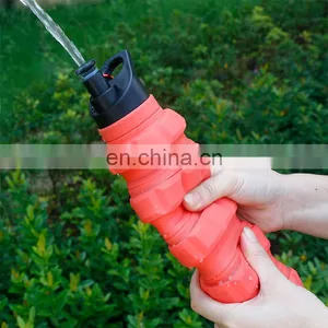 Outdoor Portable Foldable Grenade Sports Water Bottle Reusable Silicone Flask Drink Bottle With Mountaineering Buckle Hook thumbnail-4