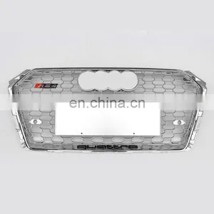 2017-2019 RS4 Glossy Black Electroplating A4 S4 Front Bumper Lift Grill Radiator Honeycomb Gril Applicable to Audi B9 RS4 Grill thumbnail-5