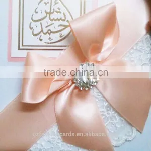 Fashion Personalized Elegant Ribbon Arab Wedding Invitations thumbnail-2