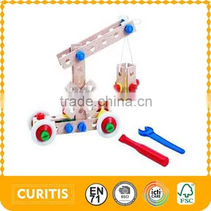 2016 HOT Seach In China Natural Wood Block Car New Toys For Kid Baby Car Toy Nut Assembly Car thumbnail-1