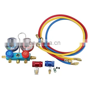 Conjunto de manómetros de colector de aluminio CT-536ALB para sistema de refrigeración HVAC, aire acondicionado automático, carga de AC R134A, R502, R410A, R404 colector thumbnail-4