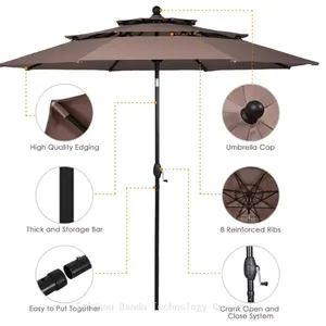 Steel New 3-layer Umbrella,with Tilt thumbnail-4