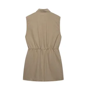 2025 Spring/Summer New European and American Style Women's Fashion Casual Pocket Decoration Sleeveless Short Dress thumbnail-4