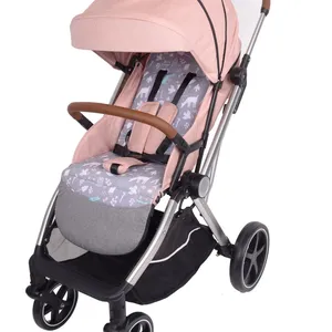 Mum Easy Lightweight Linen Baby Pram Aluminum Alloy Stroller Portable Foldable Travel Comfortable Reversible Seat 15kg Load thumbnail-4