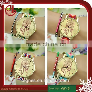 Ethnic Style Hand Knitted Adjustable Colorful Bracelets Band Quartz Lady Watch Women Fine Relogio Feminino thumbnail-1