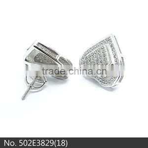2015 Fashion Heart Shape 925 Silver White Zircon Rhodium Plated Screw Back Stud Earrings From Sls Jewelry thumbnail-1