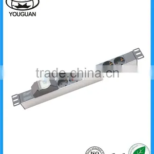 19'' 1U German Type 6 Ways Energy PDU Socket With 2P Circuit Breaker for Cabinet thumbnail-1