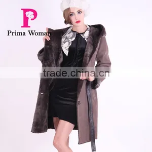 New Design Winter Women Long Slim Fit Wool Fur Coat thumbnail-2