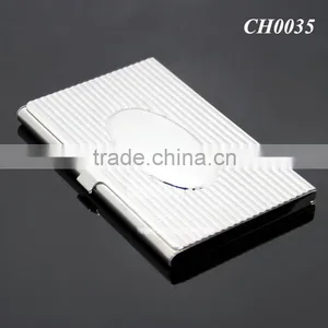 New Arrival High-Grade Name ID Card Box Organizer Lines Emboss Oval Metal Business Card Case Stainless Steel Card Holder thumbnail-2